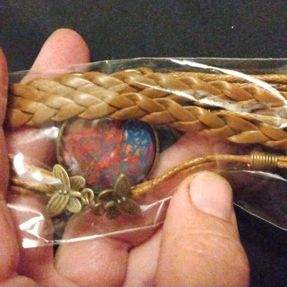 NWT brown leather style bracelet with butterflies and infinity symbol